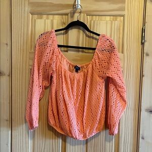 Daytrip Bright Orange Textured Top